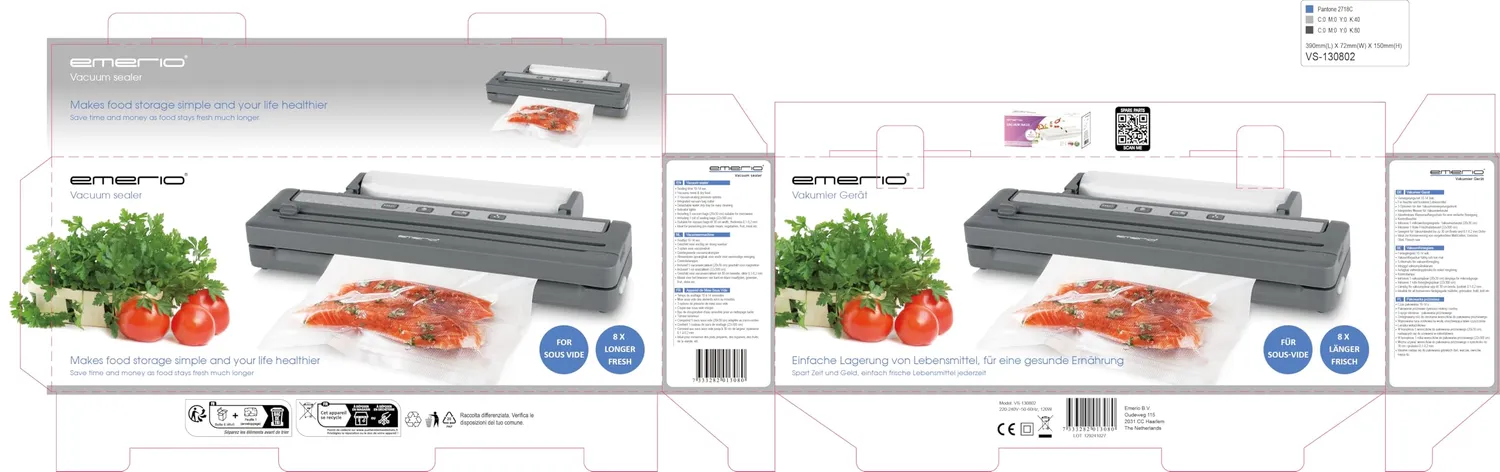 Emerio Vakuumiergerät 120W 30cm mit Folienrolle Cutter