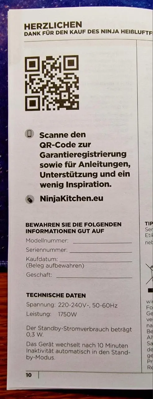 Ninja 3-in-1 Heißluftfritteuse Schwarz 4,7 l AirCrisp