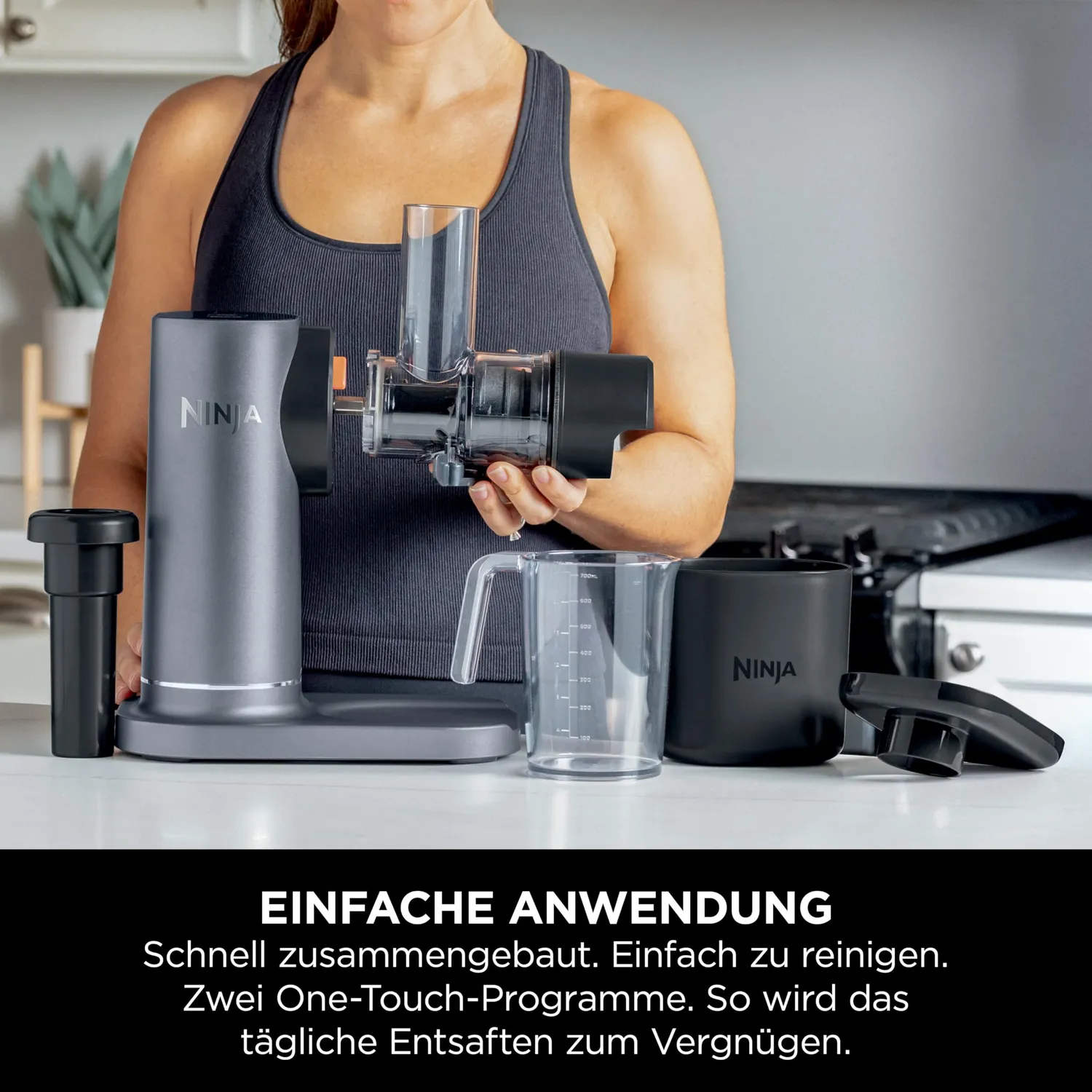 Ninja Kaltpresse-Entsafter 700ml Grau Slow Juicer Obst Gemüse