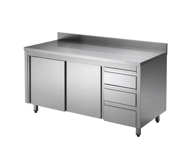 GastroHero ASS3SR-ECO18X7A Arbeitsschrank 180x70 Schiebetüren