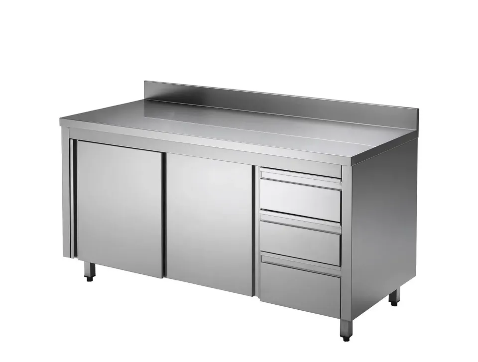 GastroHero ASS3SR-ECO18X7A Arbeitsschrank 180x70 Schiebetüren