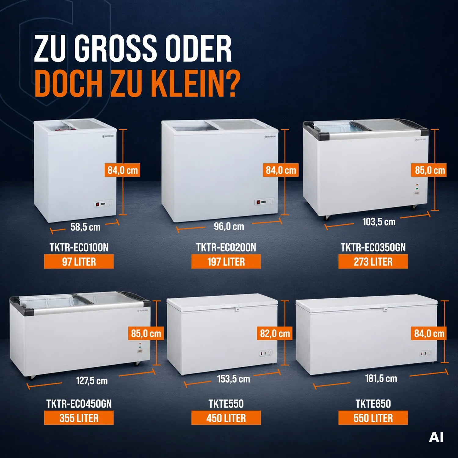 GastroHero ECO 550 Tiefkühltruhe 450 L abschließbar
