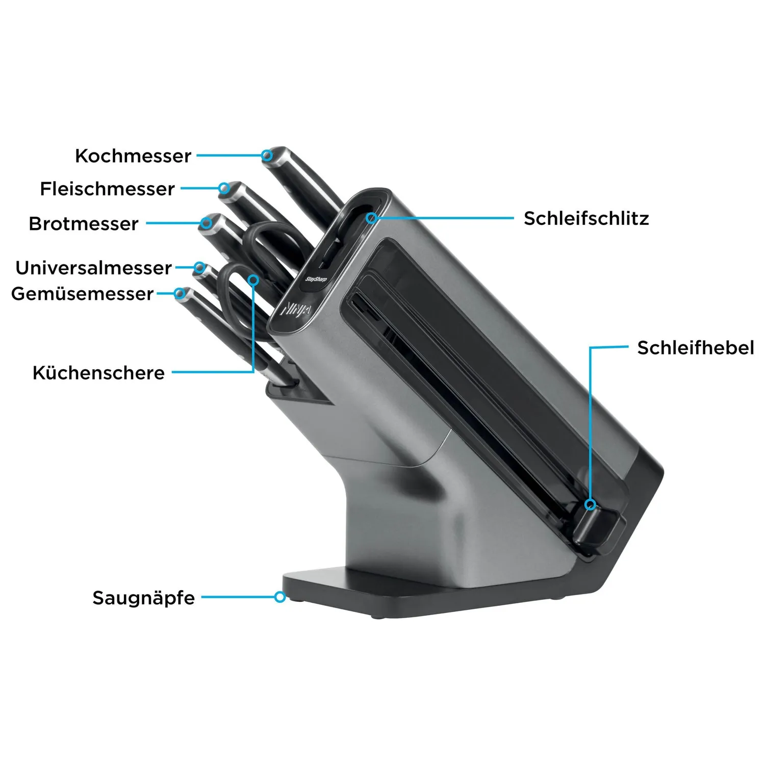 Ninja Foodi StaySharp Messerblock 6-tlg schwarz Edelstahl