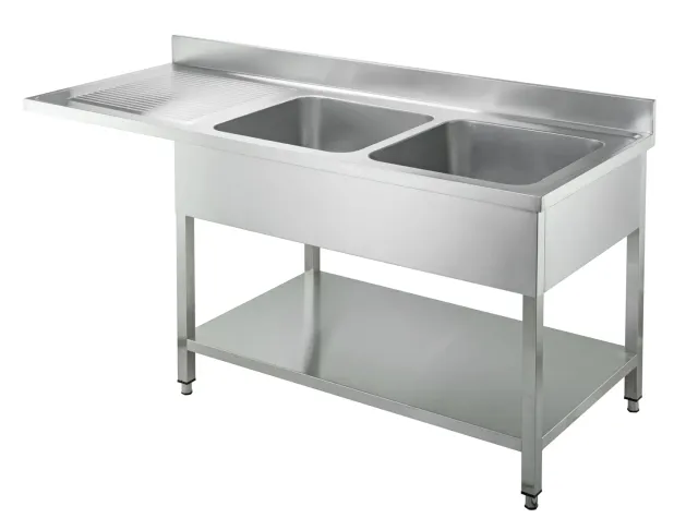GastroHero Basic 18x7 Spülzentrum 2 Becken rechts Edelstahl