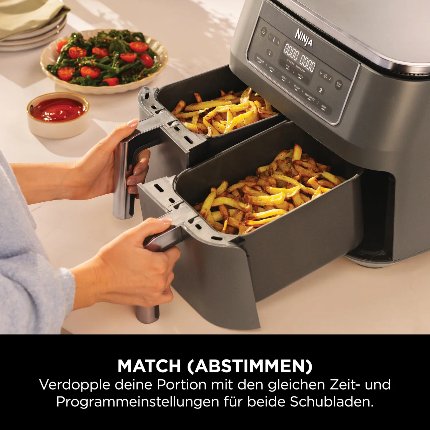 Ninja Dual Zone Heißluftfritteuse 7,6 L Metallic Grau