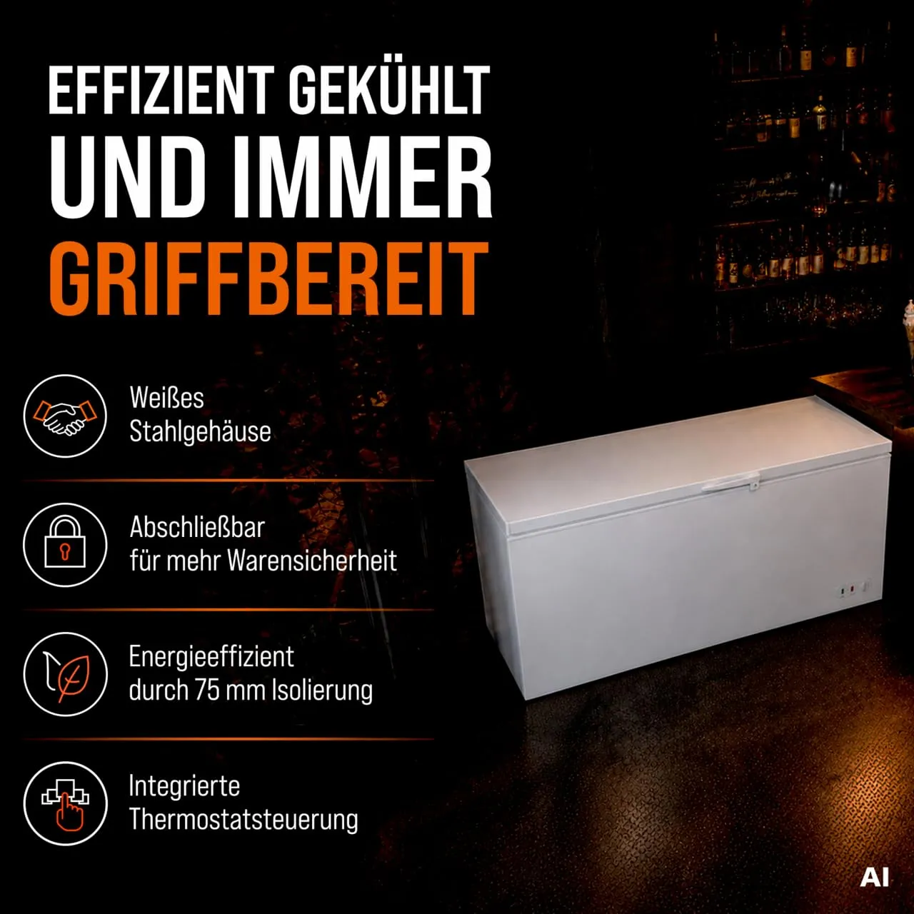 GastroHero ECO 650 TKTE650 Tiefkühltruhe 550 L abschließbar