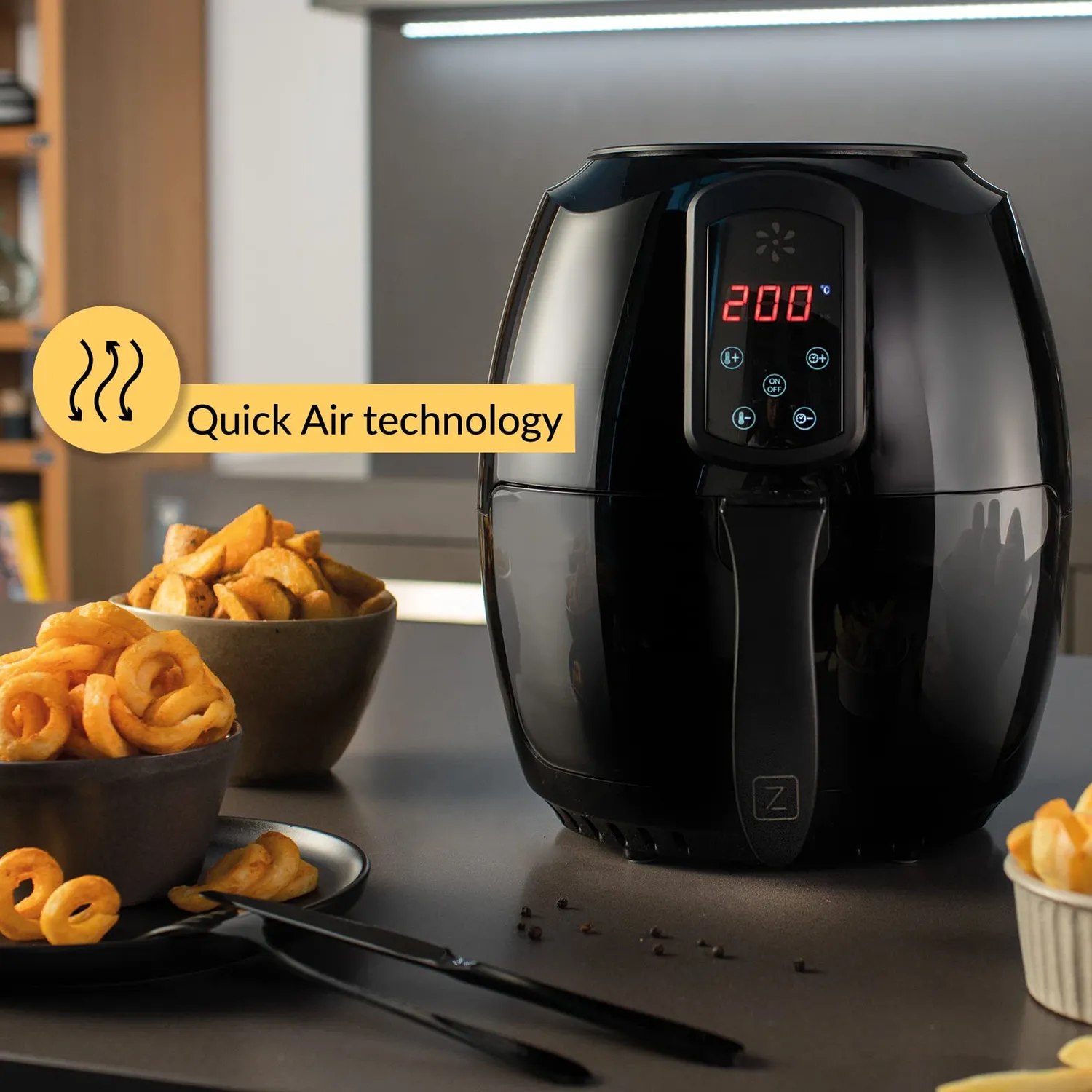 Zeegma Knapper Heißluftfritteuse 3,2 L Schwarz 1400 W