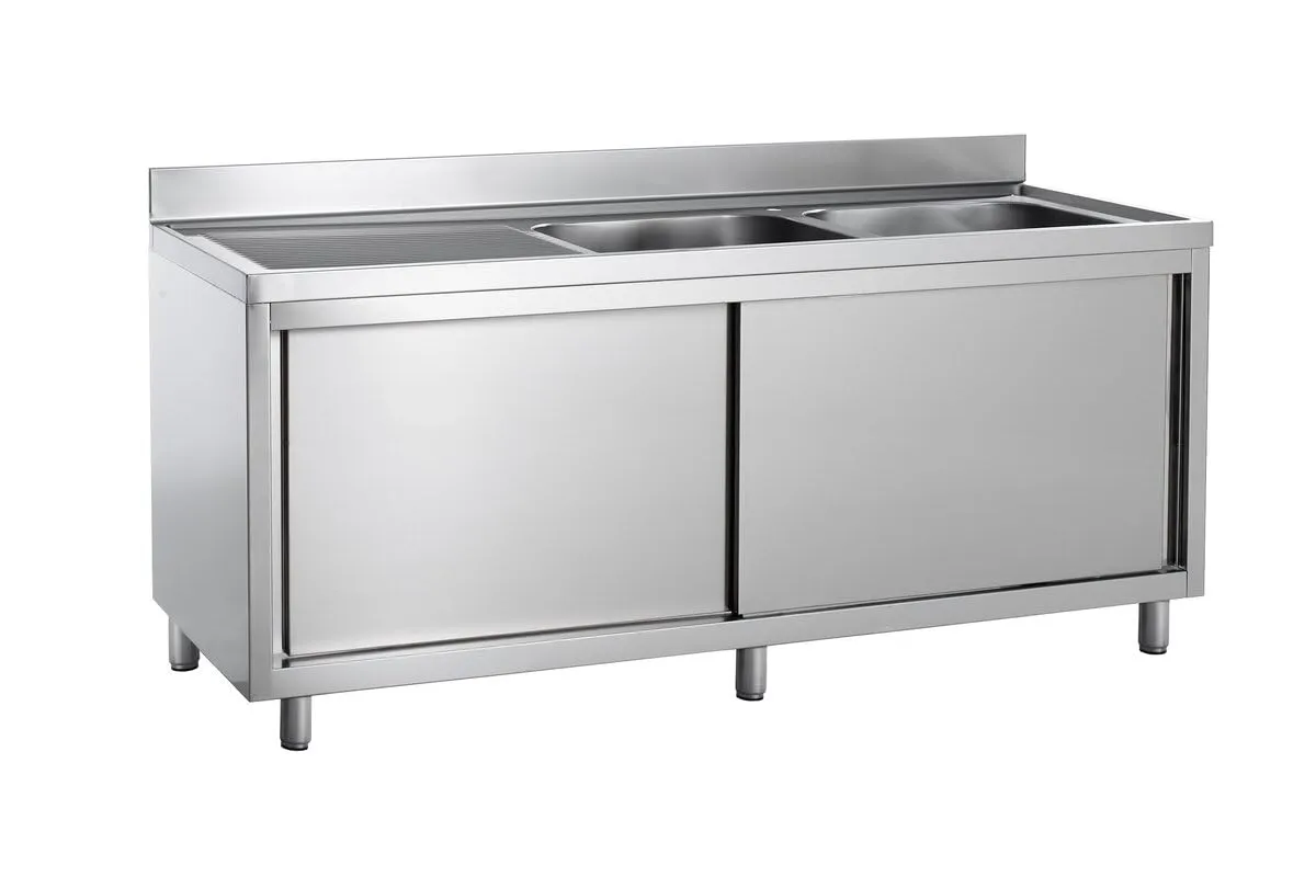 GastroHero Eco 14x6 Spülschrank 2 Becken rechts 140cm
