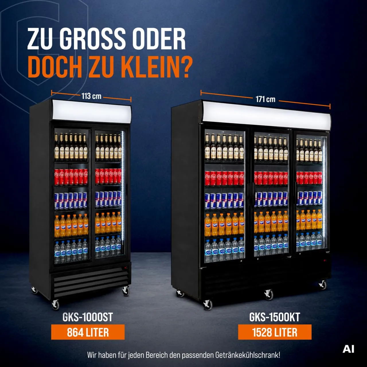 GastroHero GKS-1000ST Getränkekühlschrank 864 L 2-türig