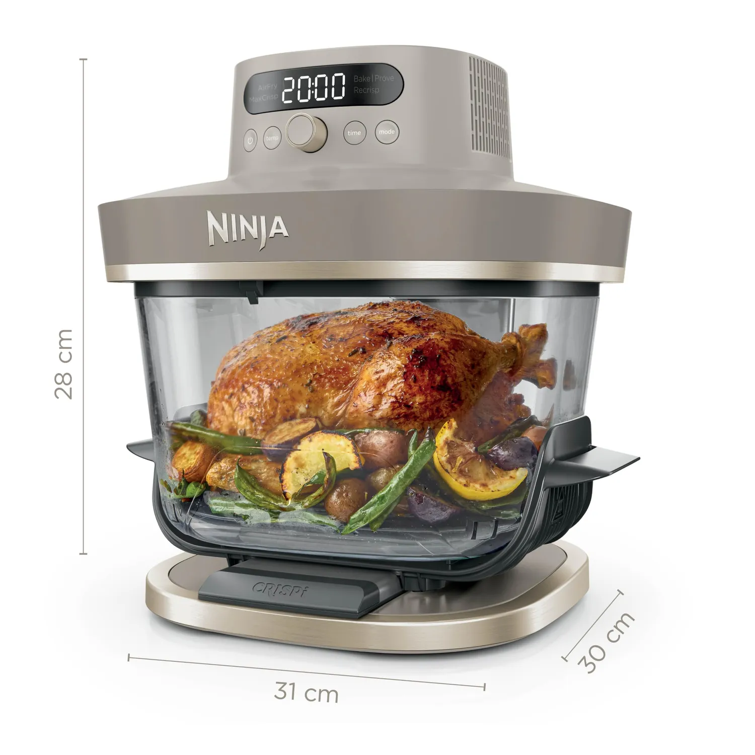 Ninja CRISPi PRO XL Heißluftfritteuse 5,7 L Stone Gold Glas