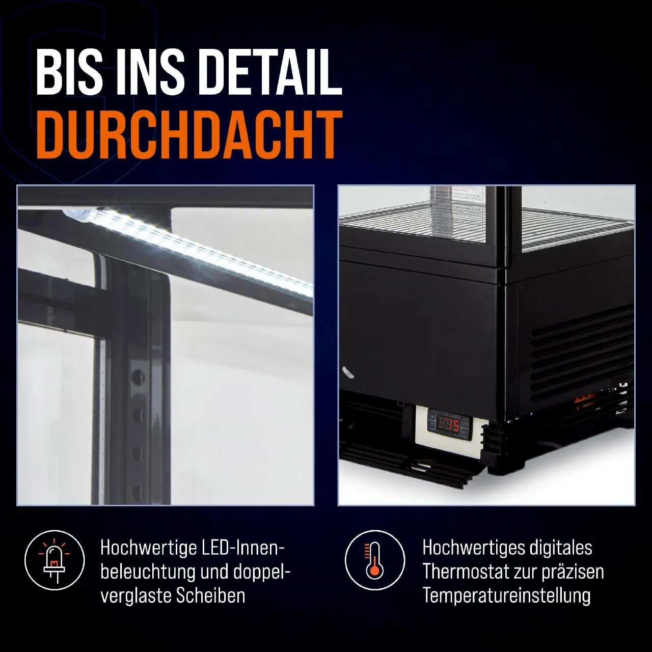 GastroHero KV-78S Kühlvitrine 78 L Schwarz