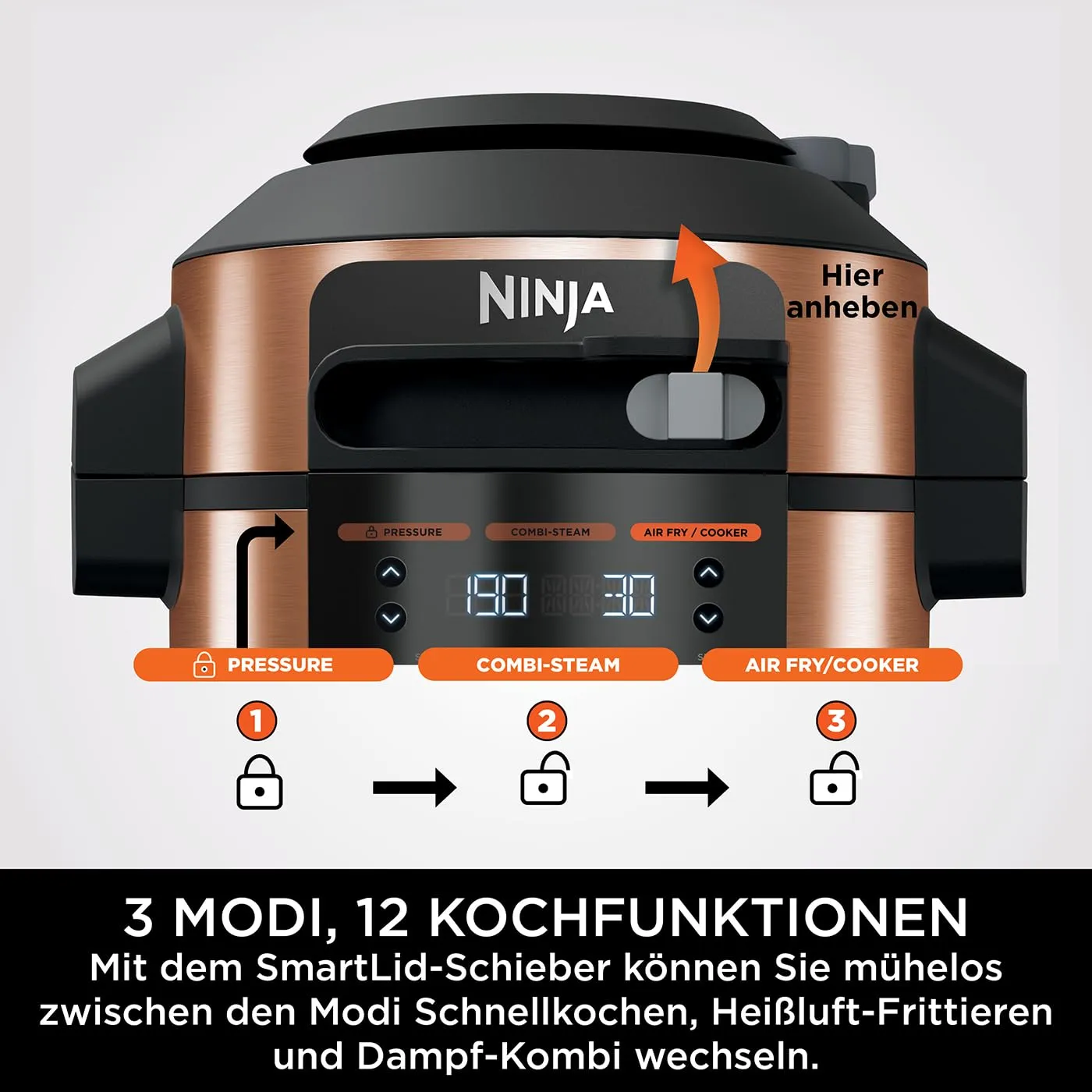 Ninja Foodi MAX OL650EUCP Multikocher 7,5L Kupfer 12-in-1