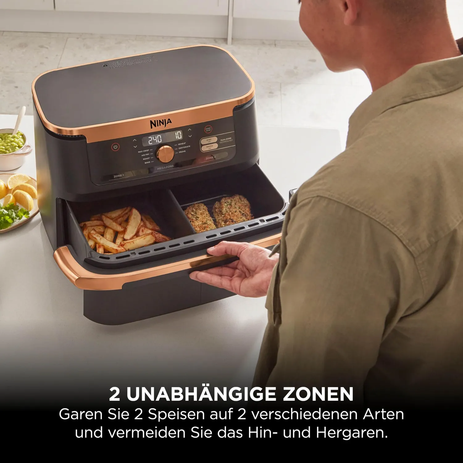 Ninja Foodi FlexDrawer Heißluftfritteuse 10,4 L Schwarz