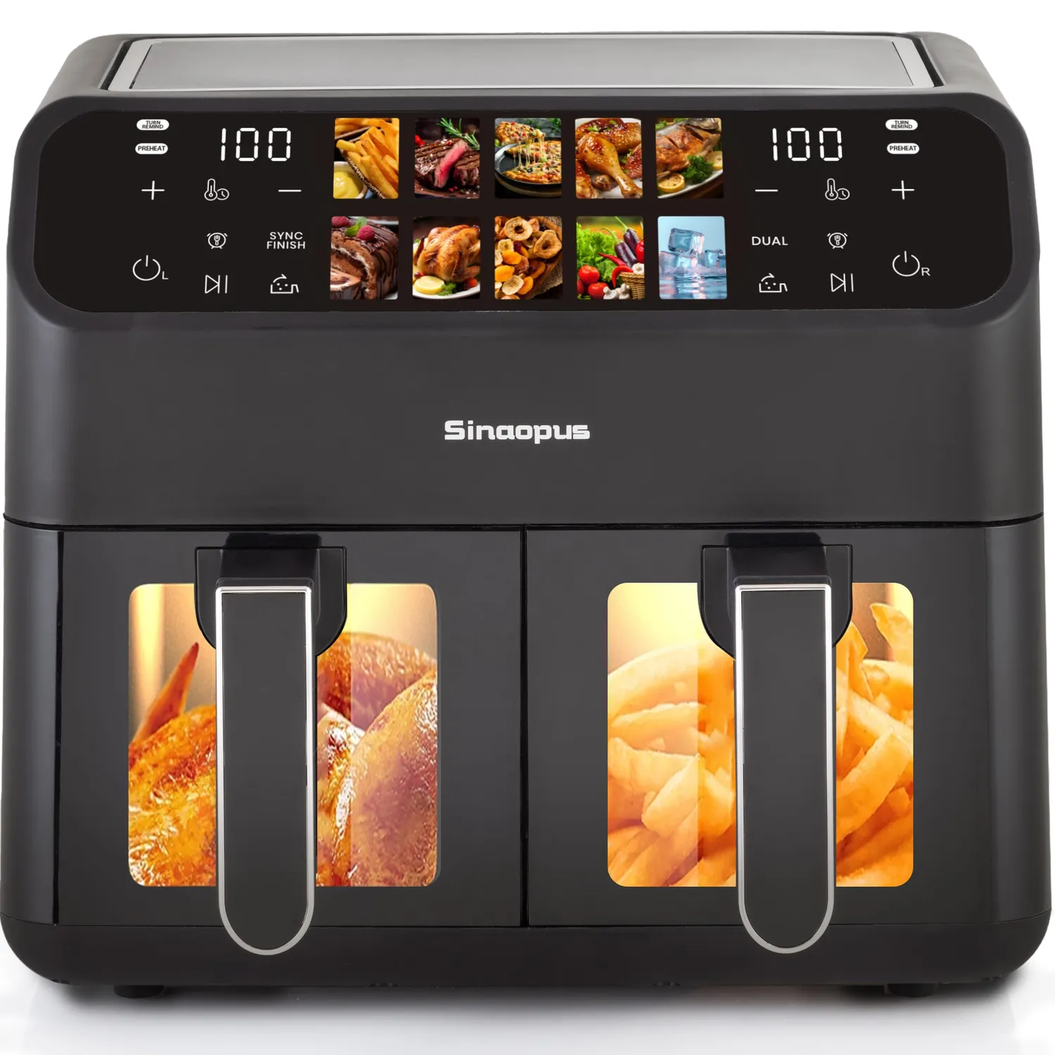 Sinaopus 802T Heißluftfritteuse 9L schwarz Dual-Zone