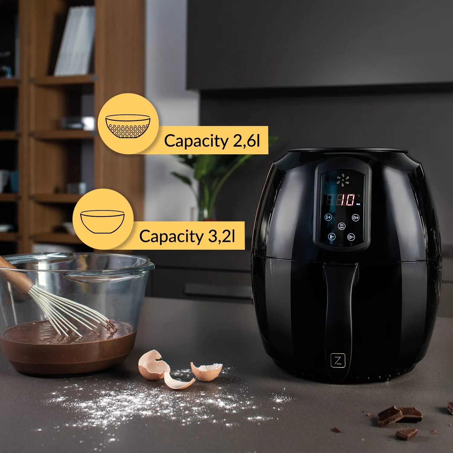 Zeegma Knapper Heißluftfritteuse 3,2 L Schwarz 1400 W