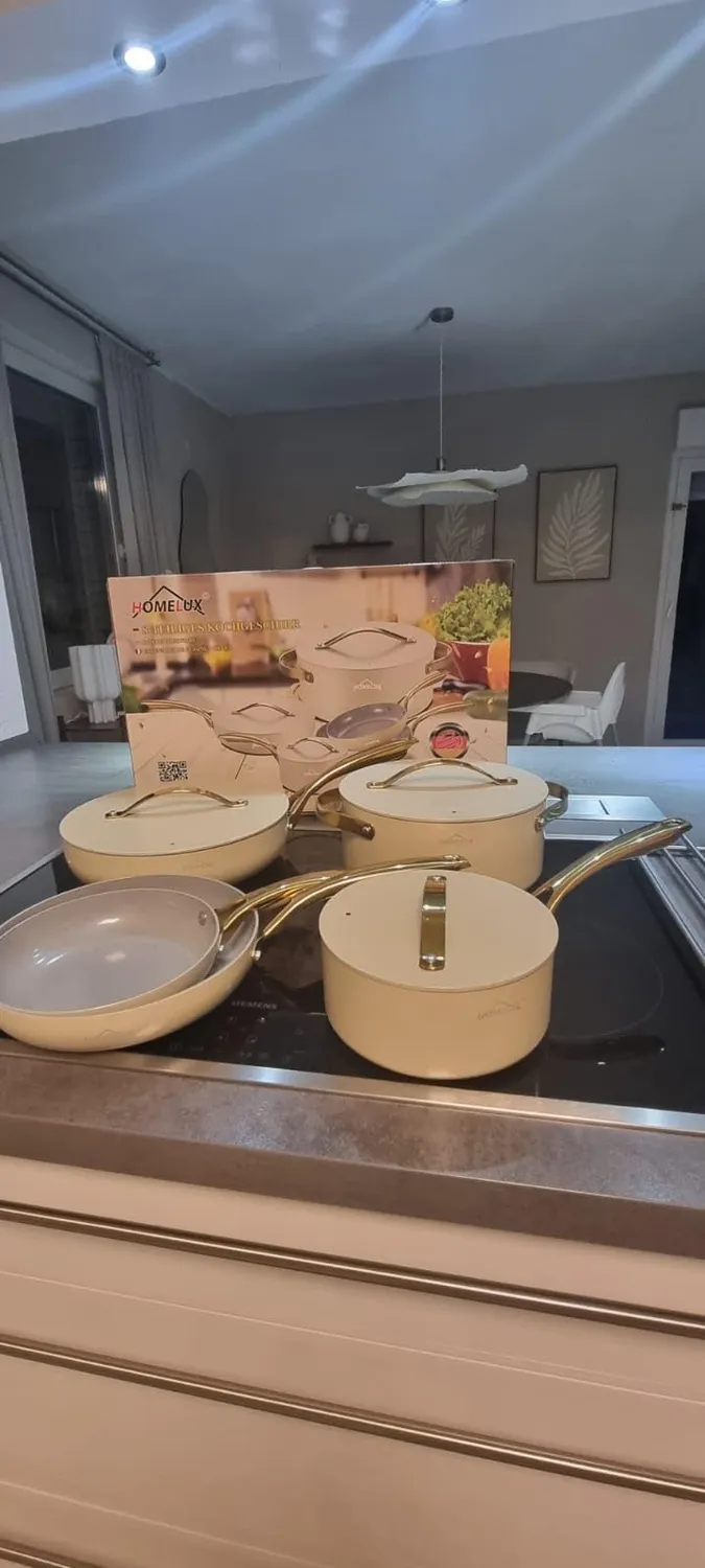 HOMELUX Topfset Induktion 8-teilig weiß-gold Antihaft