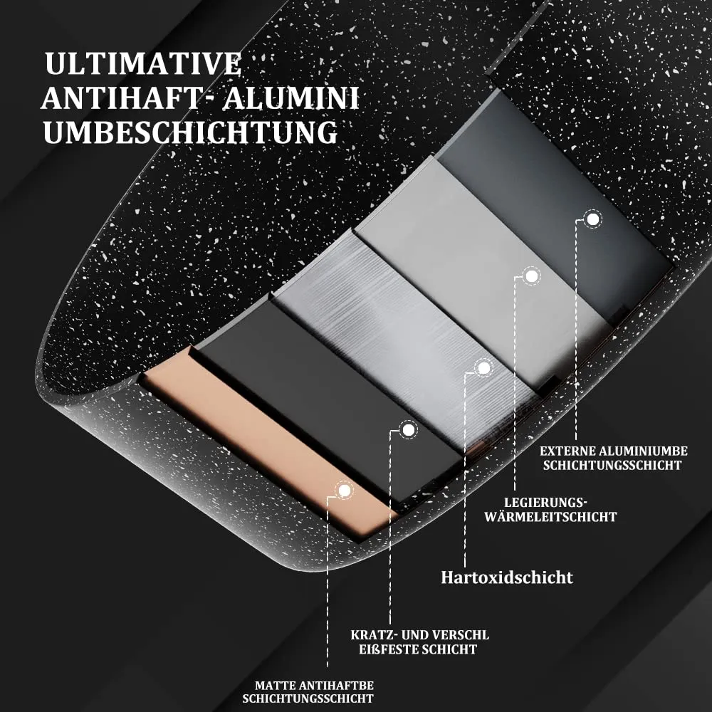 Homelux Bratpfanne 28 cm 4,5 L Antihaft Deckel Induktion