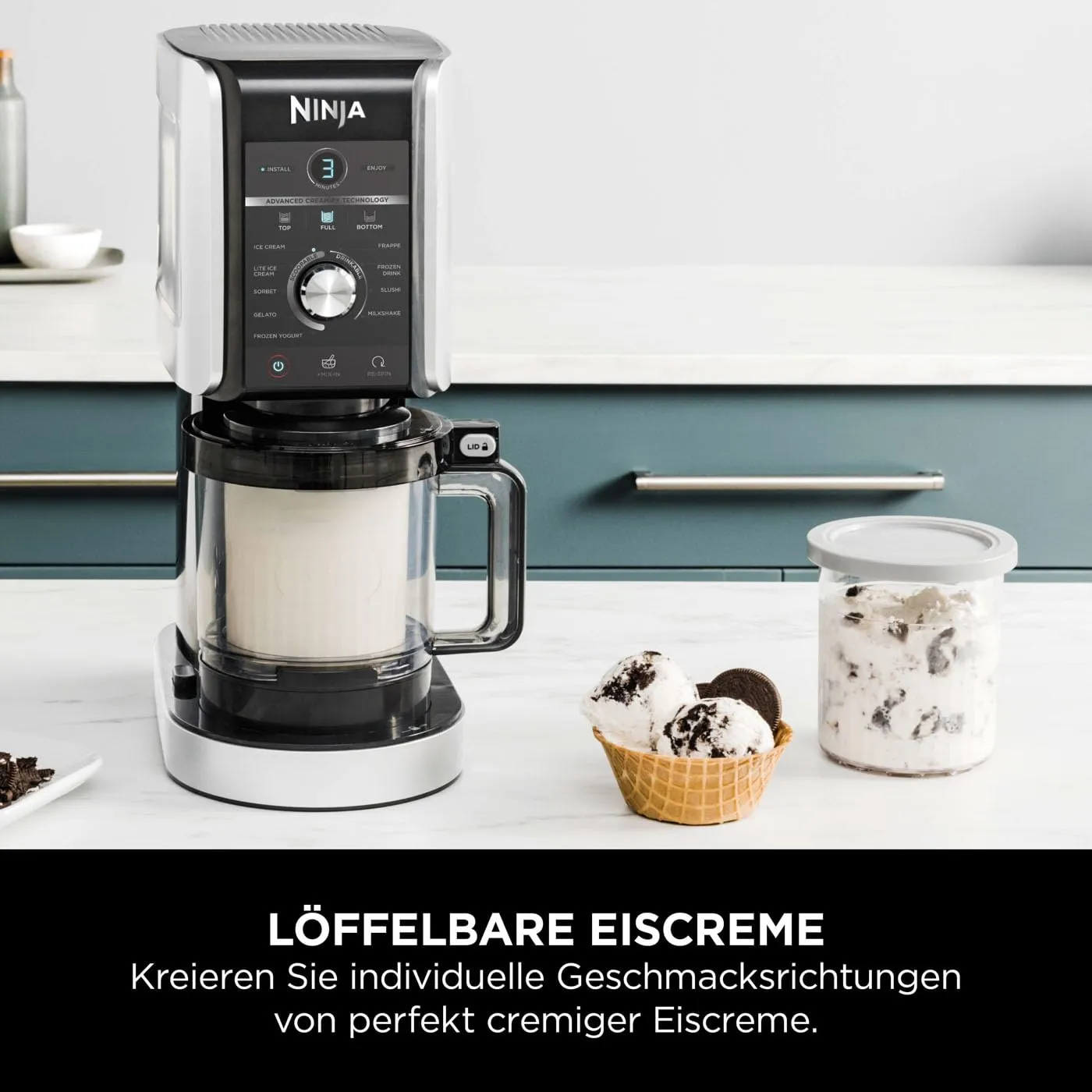 Ninja CREAMi Deluxe Eismaschine Silber 2x 710 ml 10-in-1