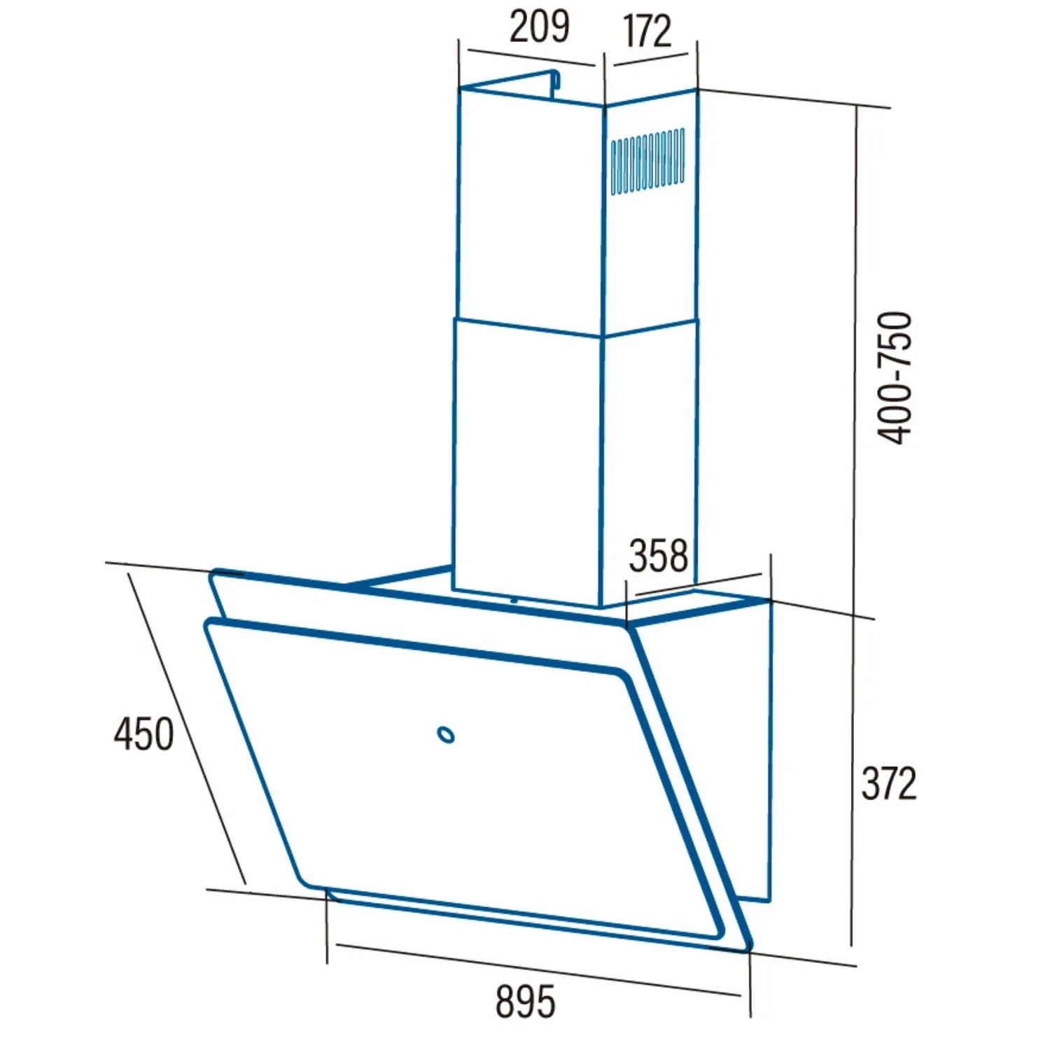 CATA WANDA 900 XGWH Dunstabzugshaube weiß 90 cm A+