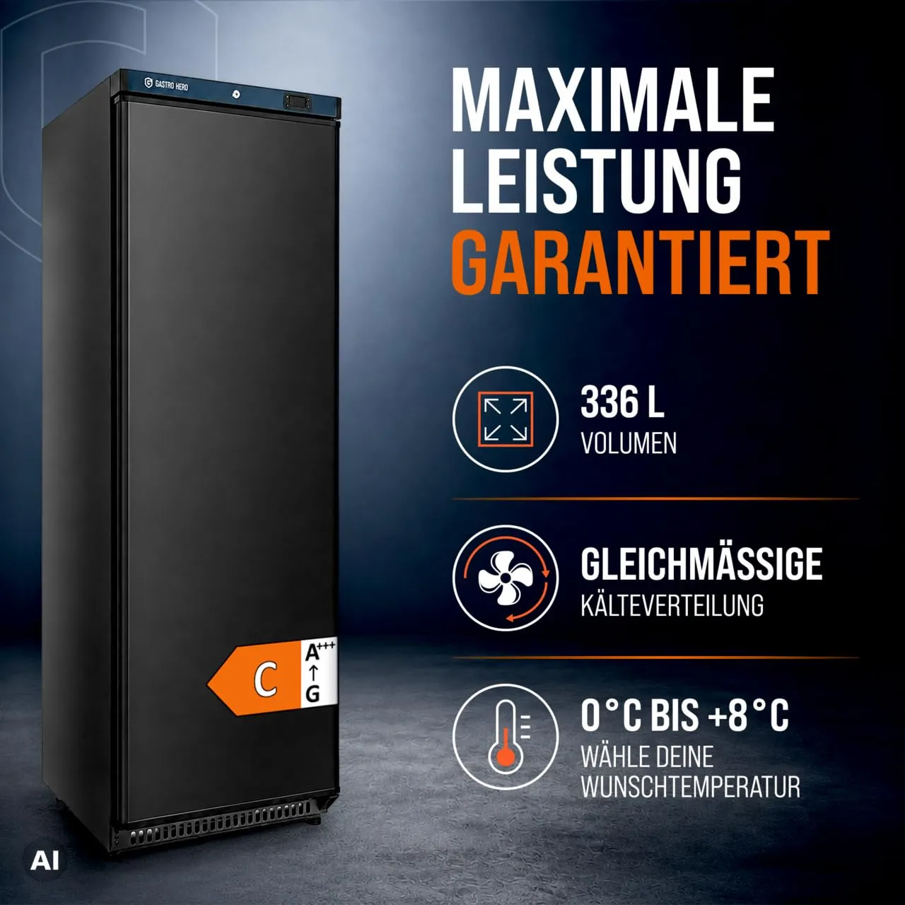 GastroHero LKSE400B Lagerkühlschrank 336 L