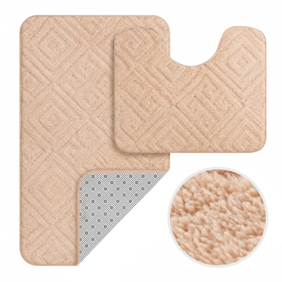 HOMELUX 2-teiliges Badematten-Set 50x80cm Beige rutschfest