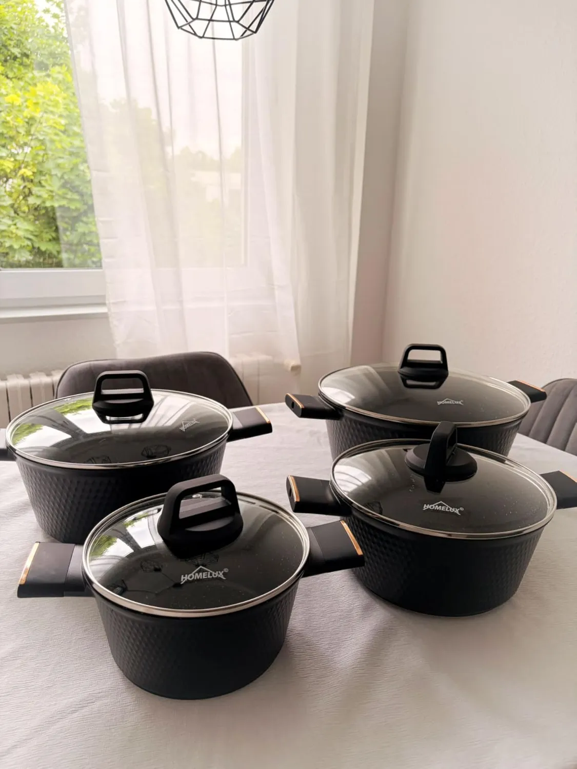 HOMELUX Diamant Topfset 8-teilig Induktion Schwarz
