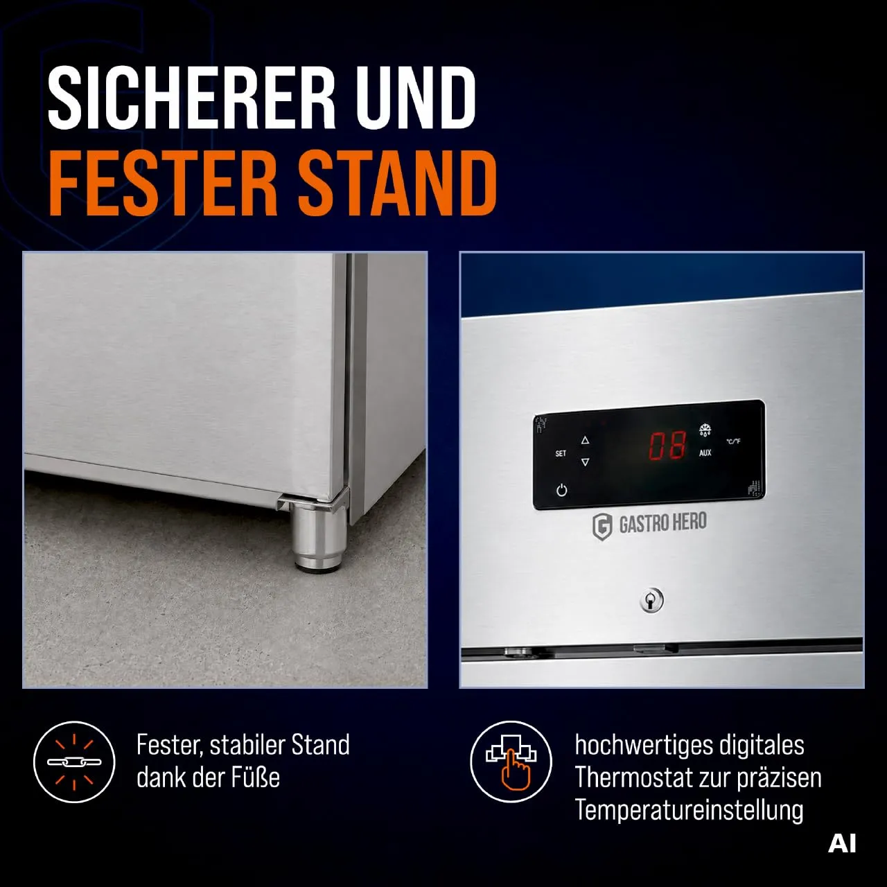 GastroHero ECO GNH650BTM Tiefkühlschrank 616 L Edelstahl