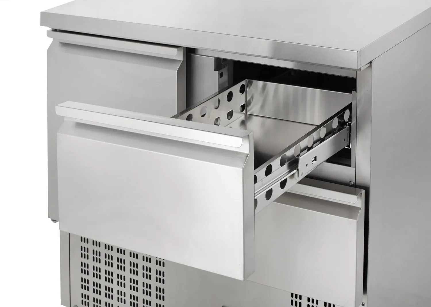 GastroHero SH901-2D Kühltisch 230L 1 Tür 2 Schubladen Edelstahl