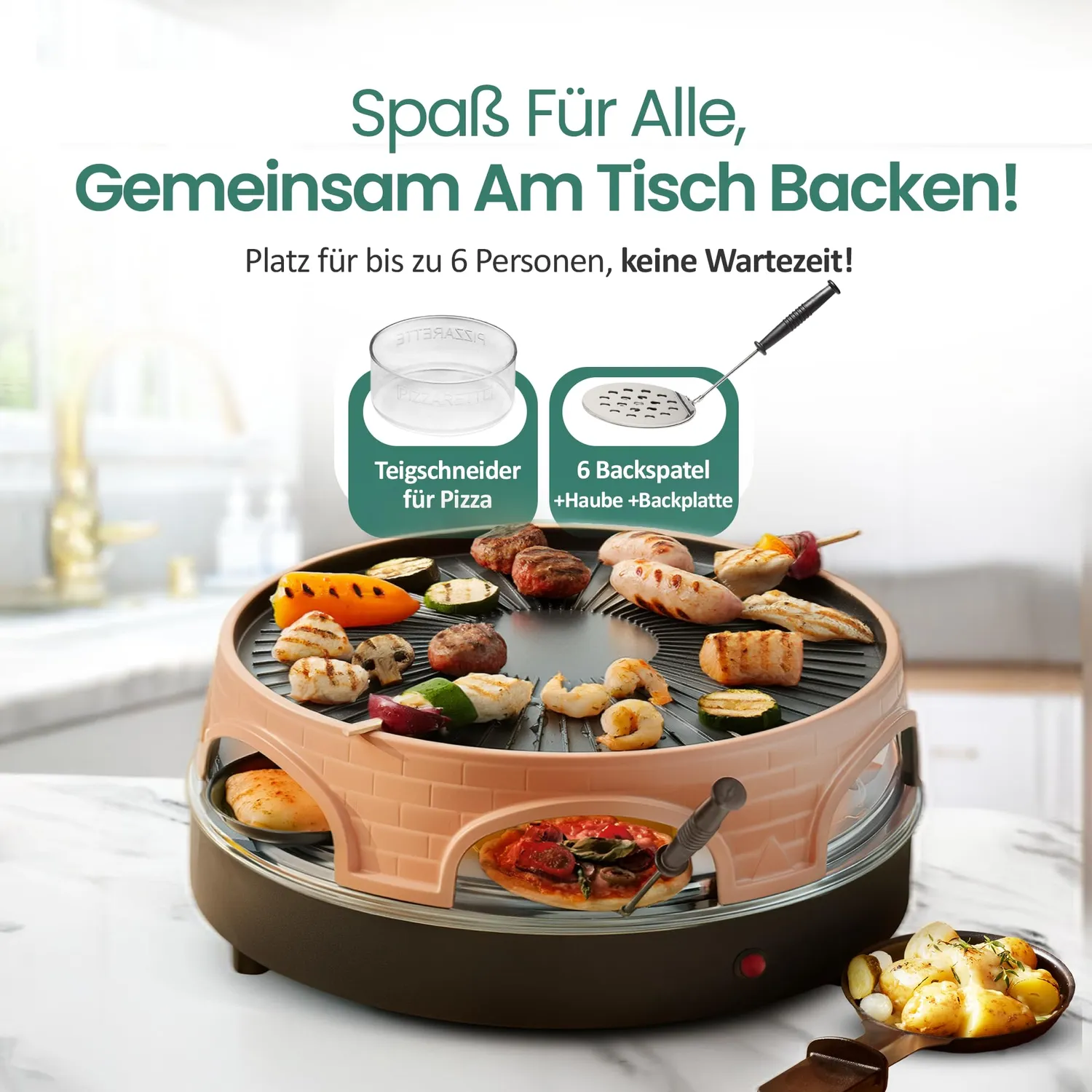 Emerio Pizzaretta PO-113255.4 Pizzaofen 6 Personen Terracotta