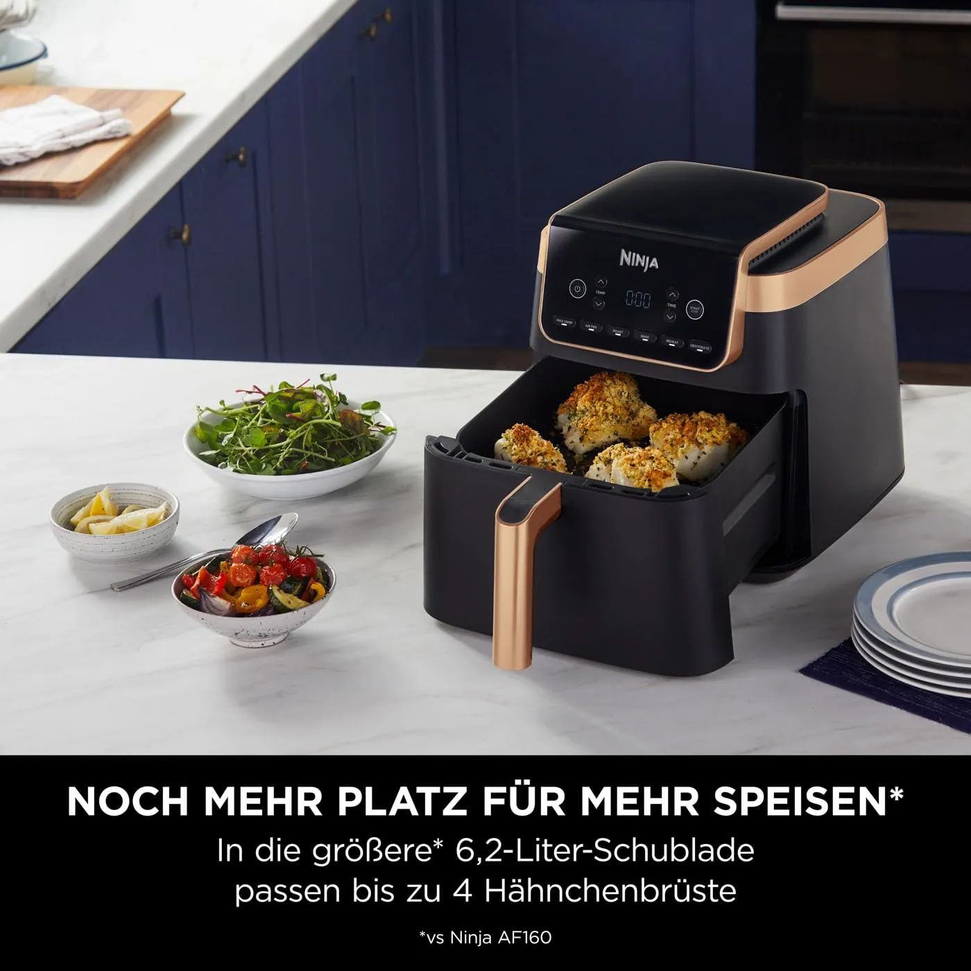 Ninja MAX PRO Heißluftfritteuse 6,2L schwarz-kupfer
