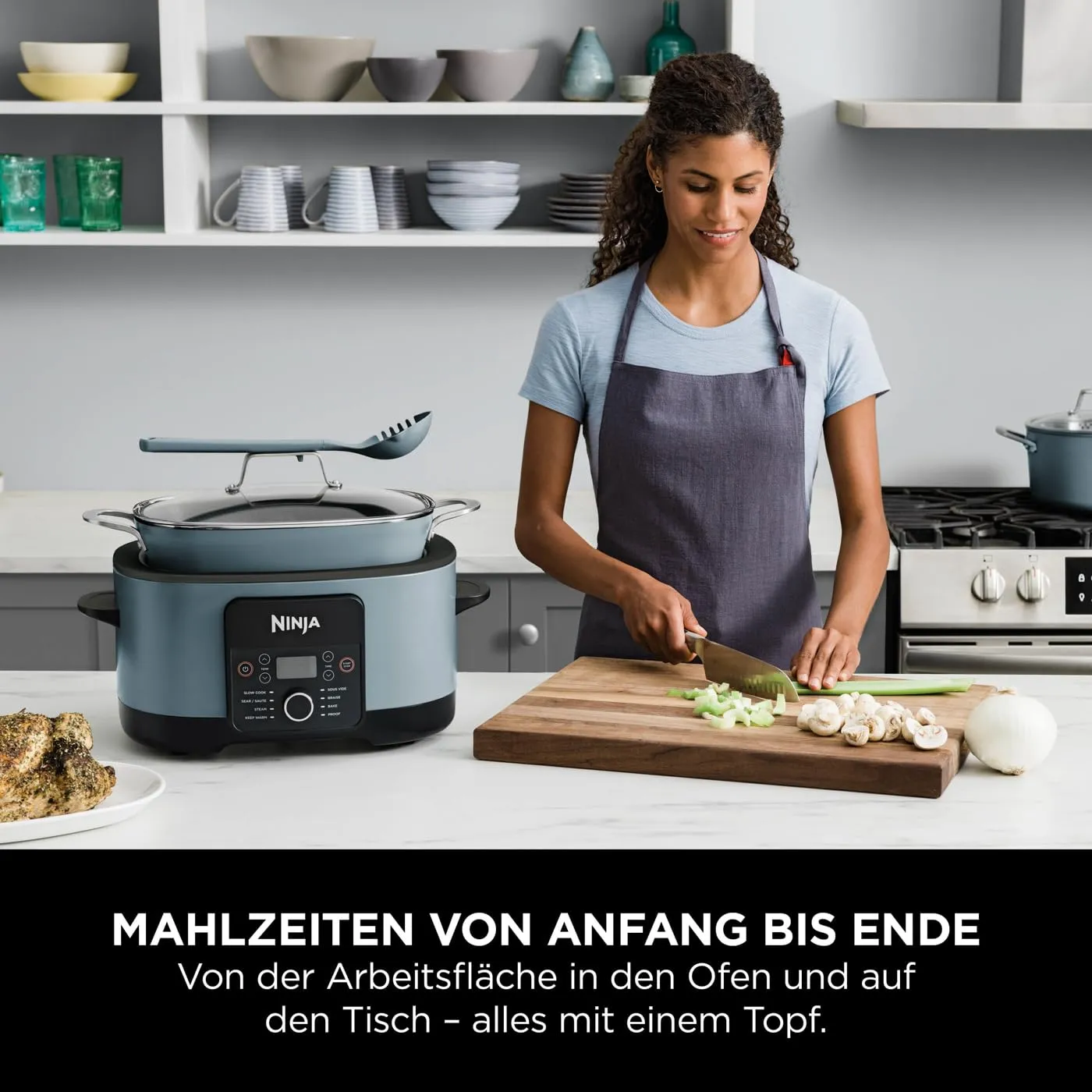 Ninja Foodi PossibleCooker Multikocher 8 L meersalzgrau 8-in-1