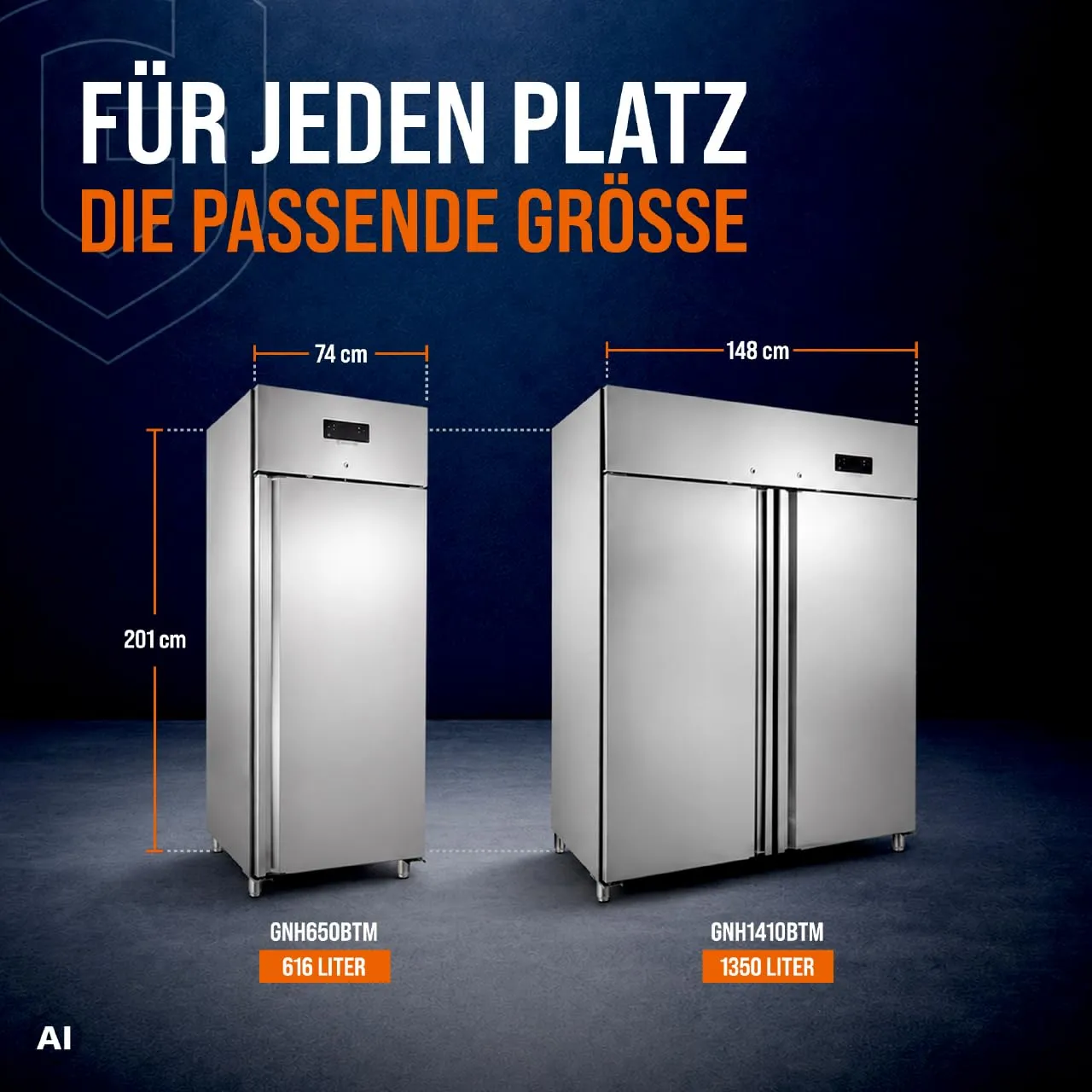 GastroHero GNH1410BTM Tiefkühlschrank 1350L Edelstahl