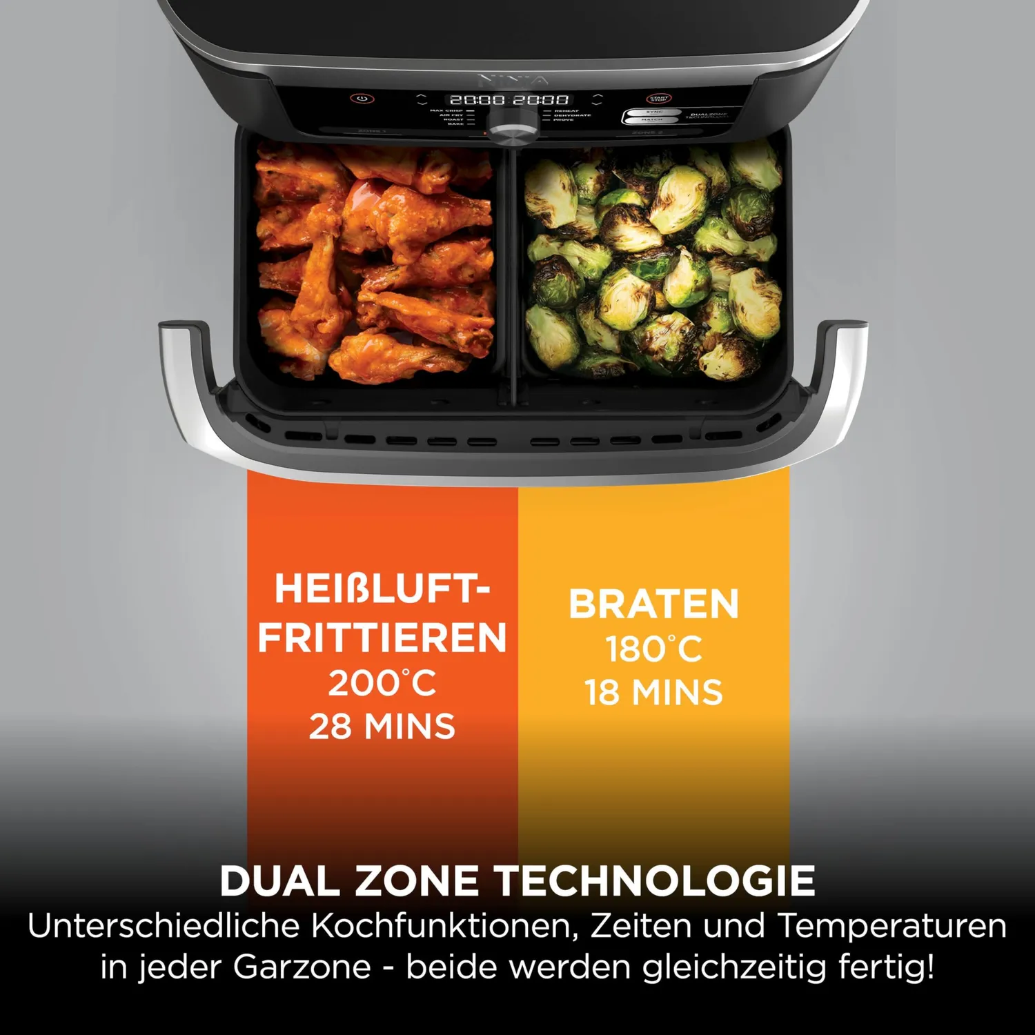 Ninja Foodi FlexDrawer Heißluftfritteuse 10,4 L Schwarz