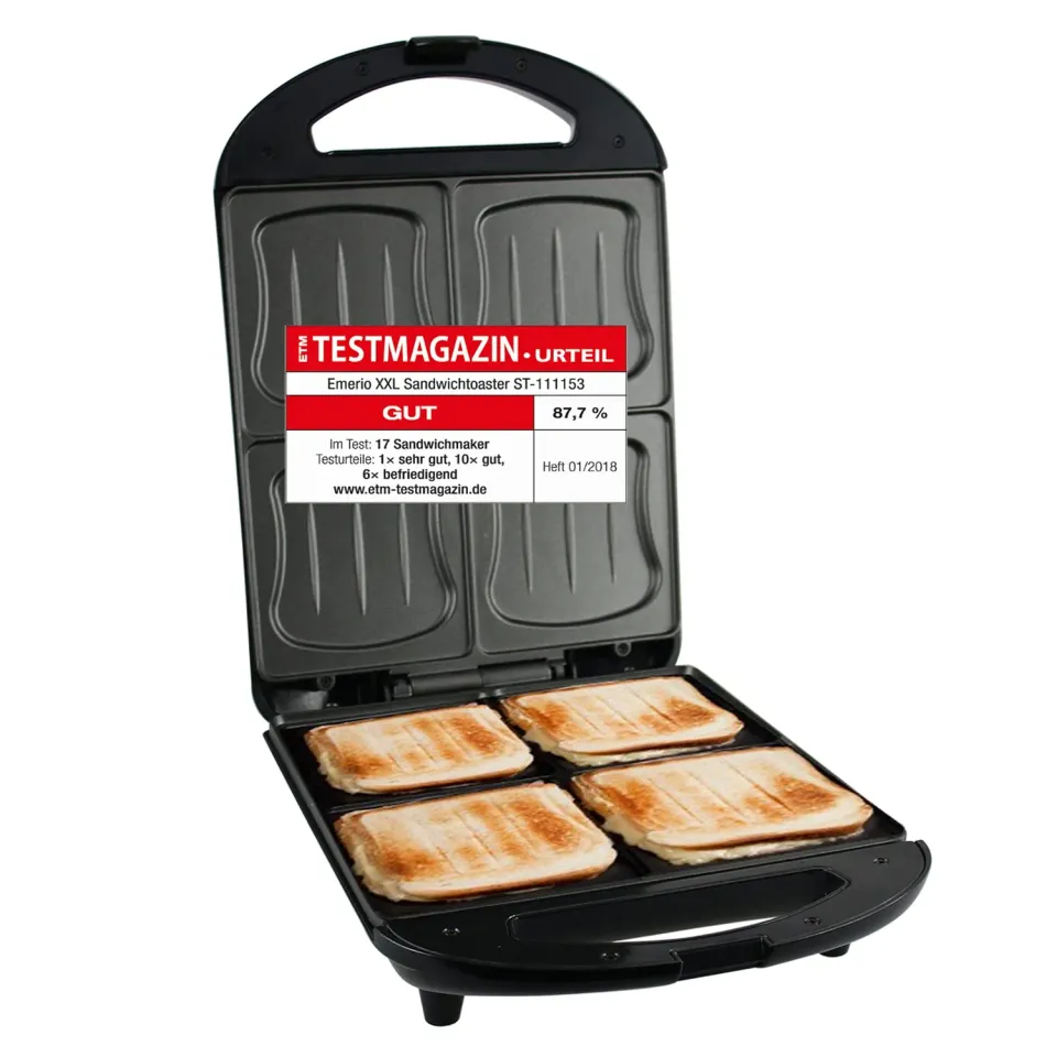 Emerio Family XXL Sandwichmaker 4 Toasts 1300W