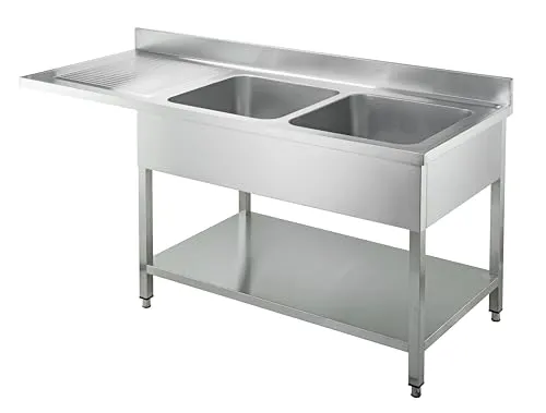 GastroHero Basic 18x7 Spülzentrum 2 Becken rechts Edelstahl