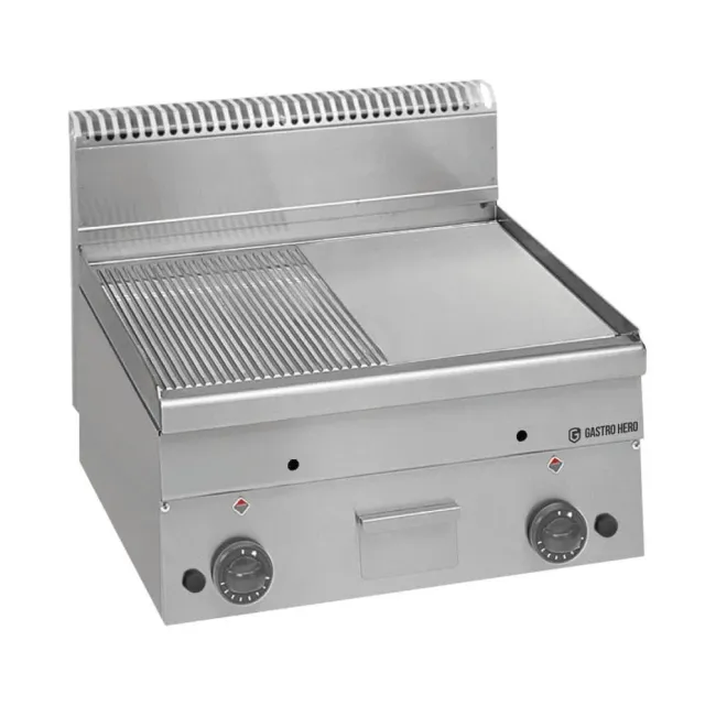 GastroHero Serie 66-60/60 Gas-Grillplatte 1/2 glatt 1/2 gerillt