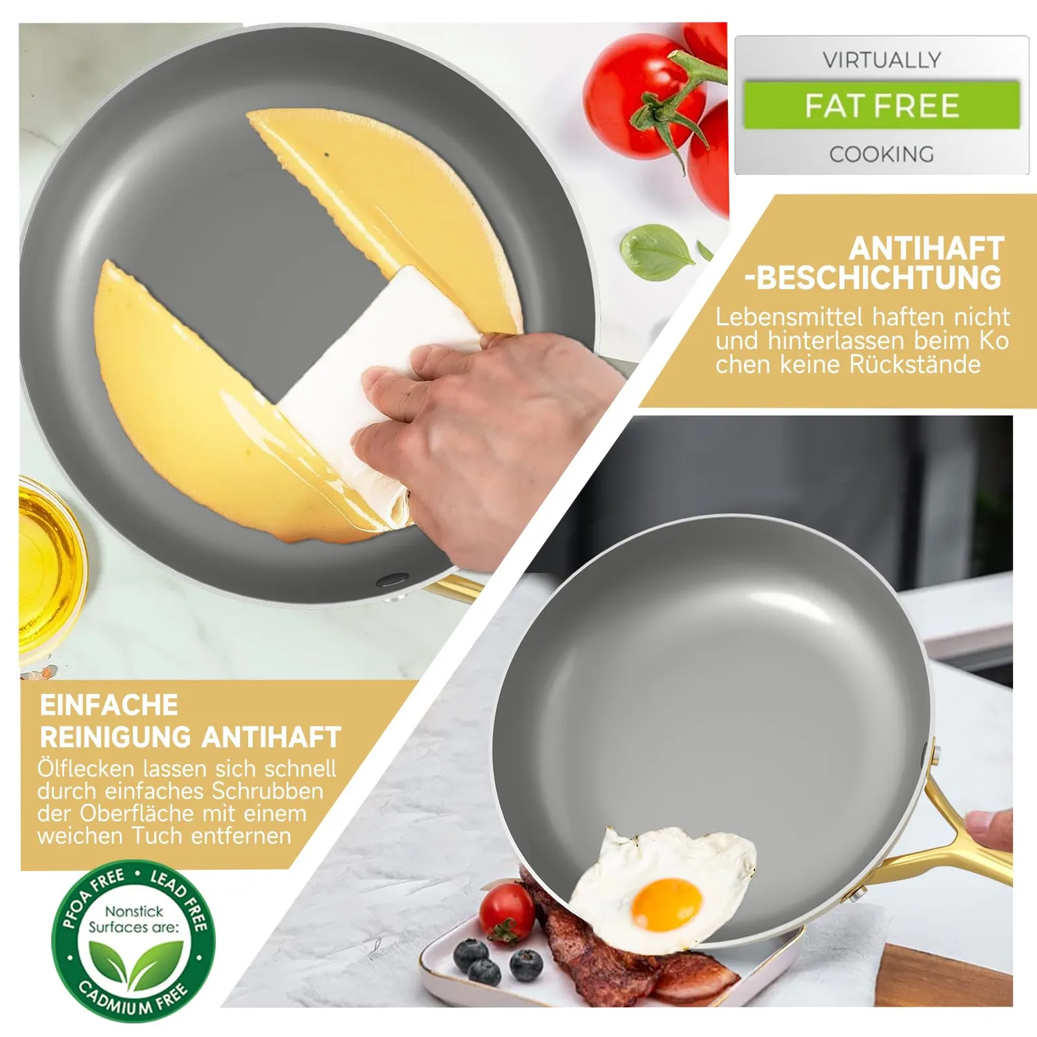 HOMELUX Topfset Induktion 8-teilig weiß-gold Antihaft