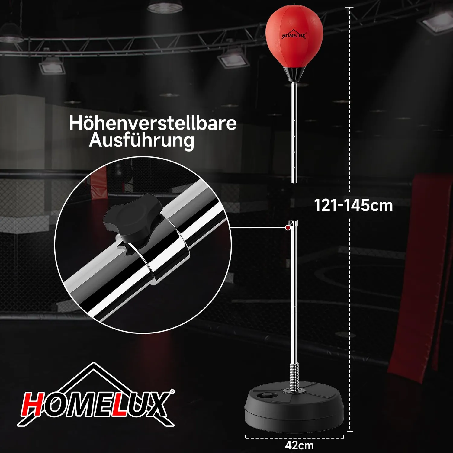 HOMELUX Punchingball Boxbirne stehend 121-145cm mit Handschuhen
