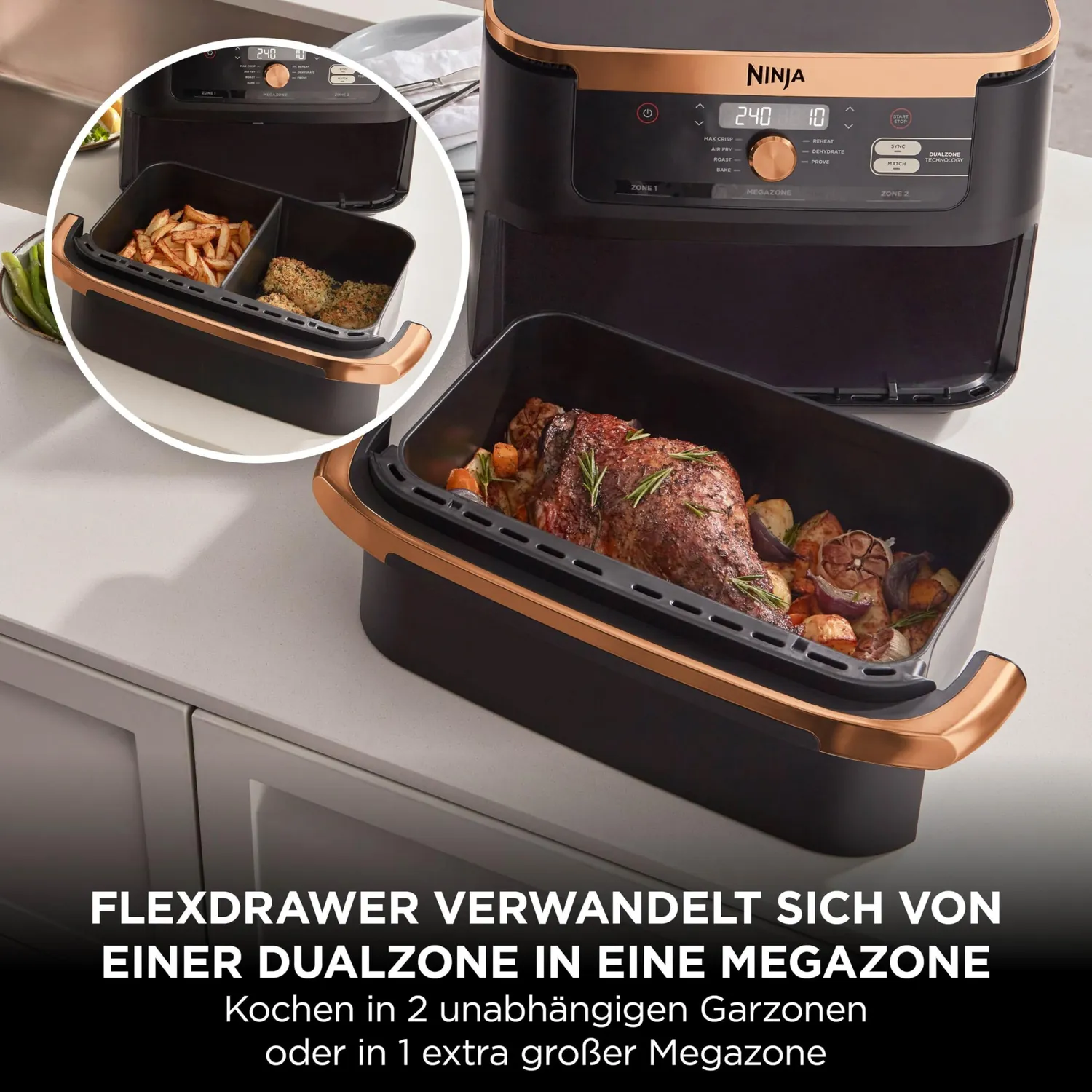 Ninja Foodi FlexDrawer Heißluftfritteuse 10,4 L Schwarz