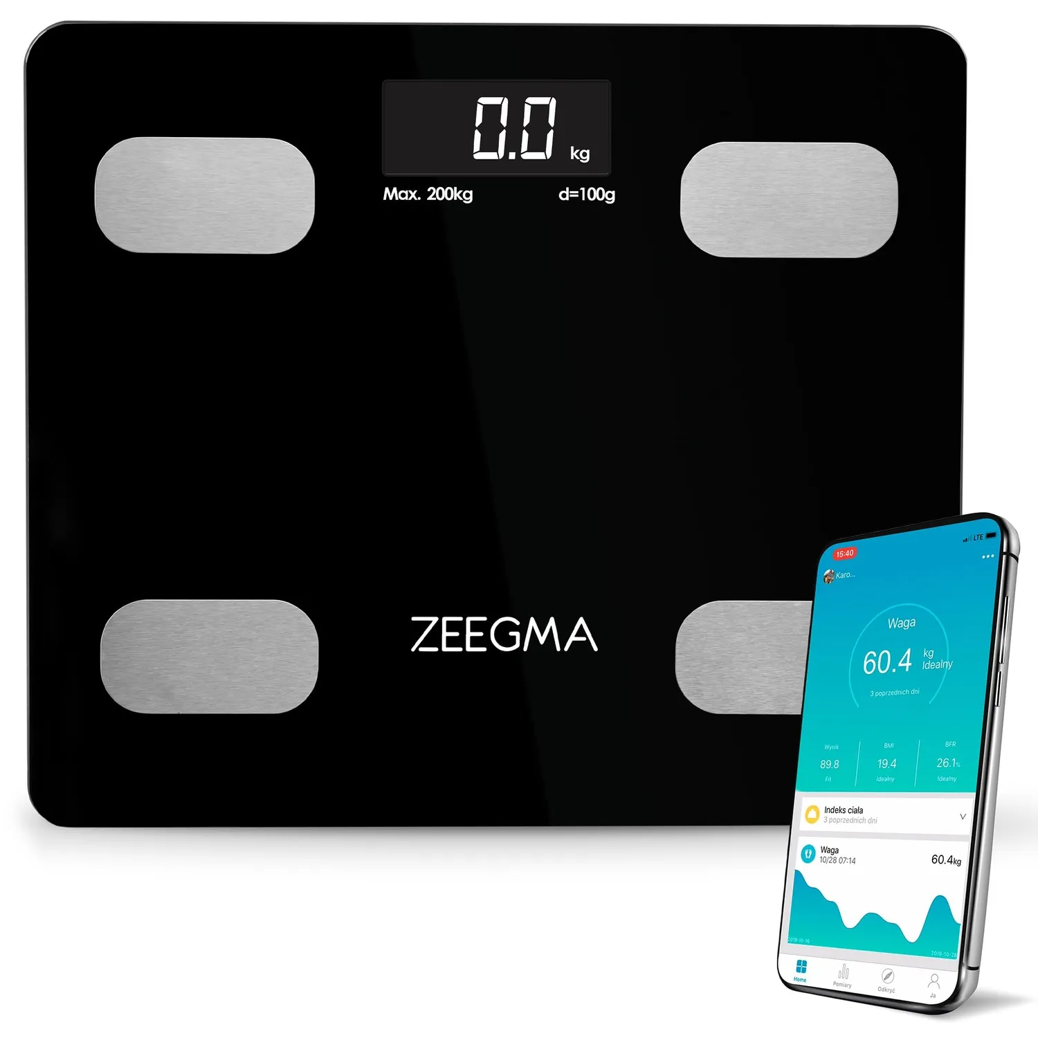ZEEGMA Gewit Fittrack Personenwaage Weiß smart 200 kg