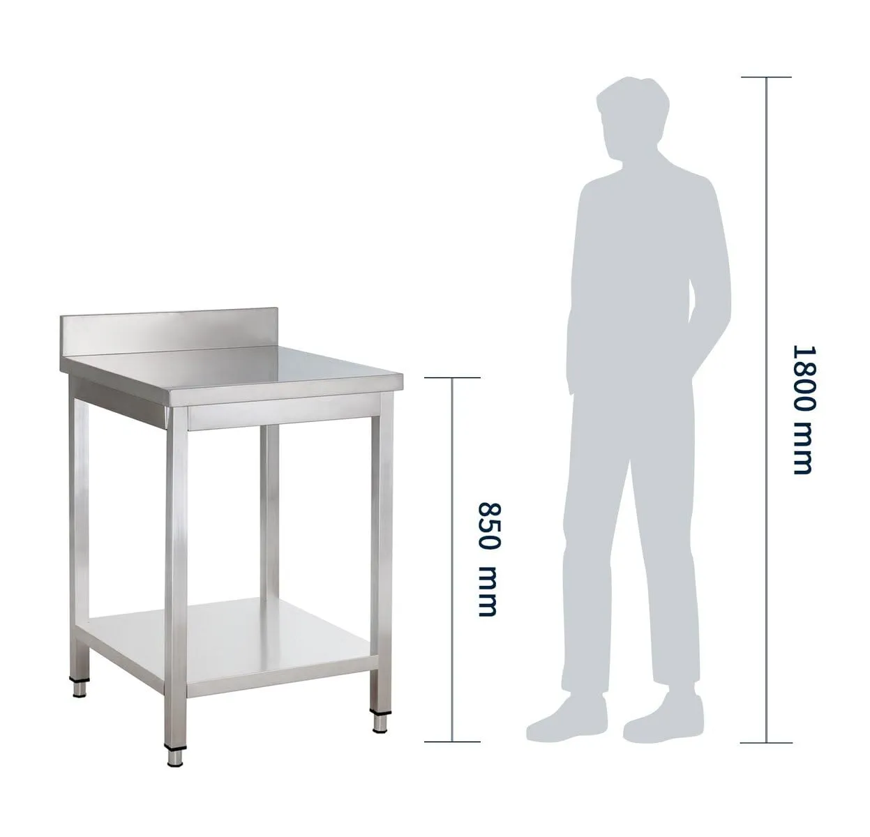 GastroHero YATS77A Arbeitstisch 70x70 cm Edelstahl