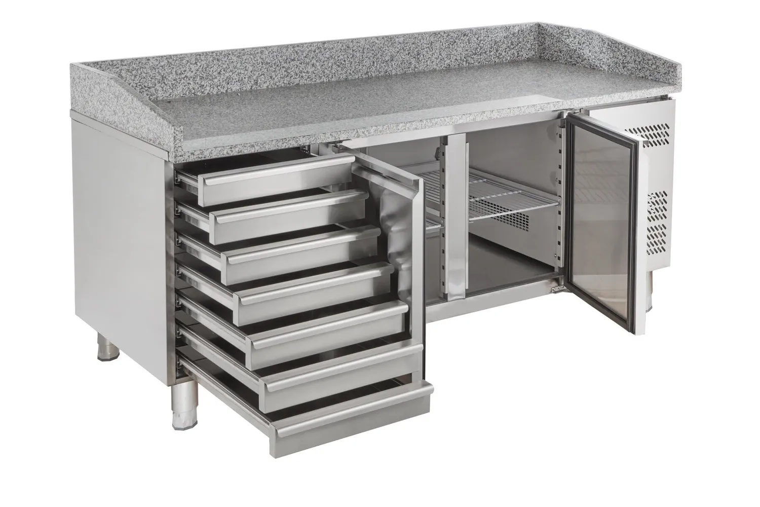 GastroHero PZH2610TN Pizzatisch 390 L Granit 2-7