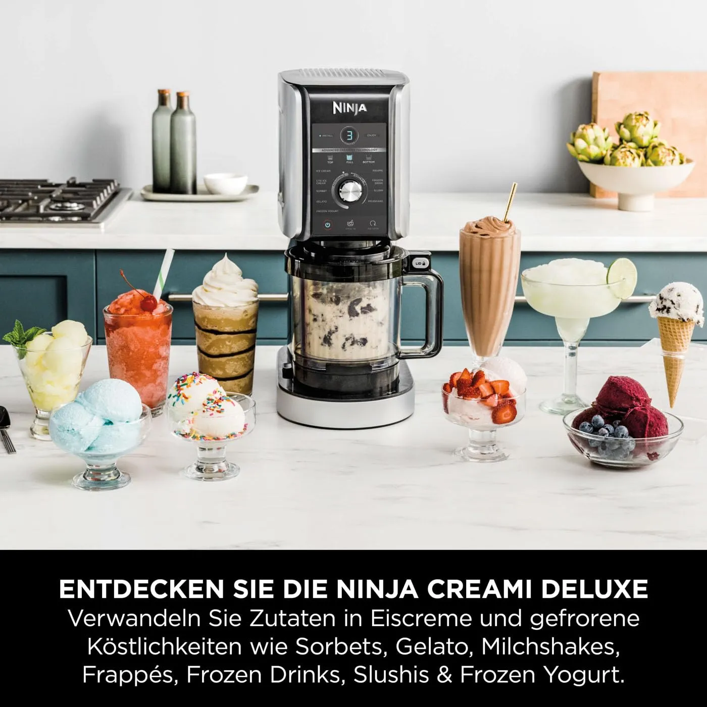 Ninja CREAMi Deluxe Eismaschine Silber 2x 710 ml 10-in-1