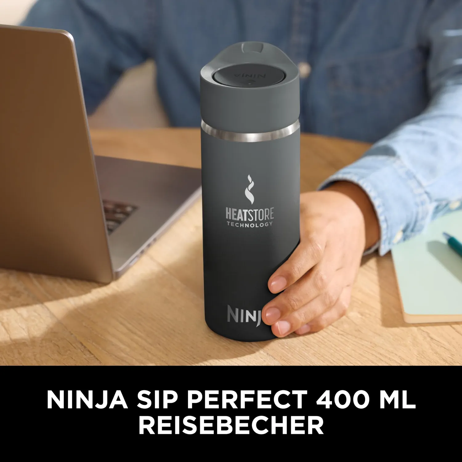 Ninja Sip Perfect Trinkflasche 400 ml Schwarz BPA-frei