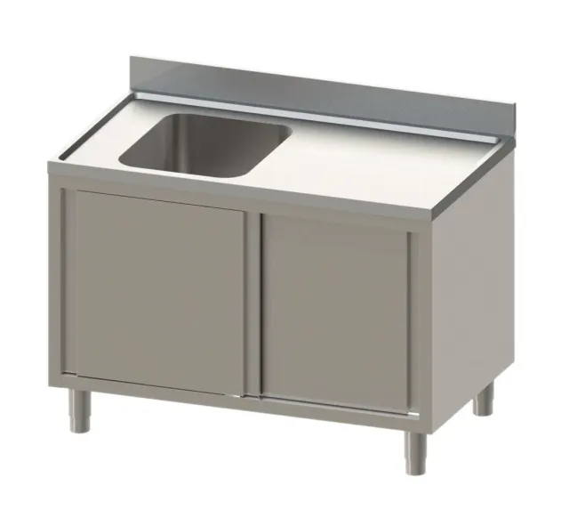GastroHero Eco 14x6 Spülschrank 1 Becken links 140cm