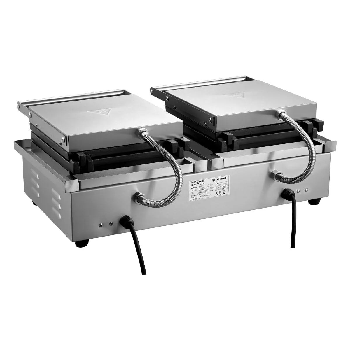 GastroHero FY-2202 Waffeleisen belgisch 4 Waffeln Edelstahl