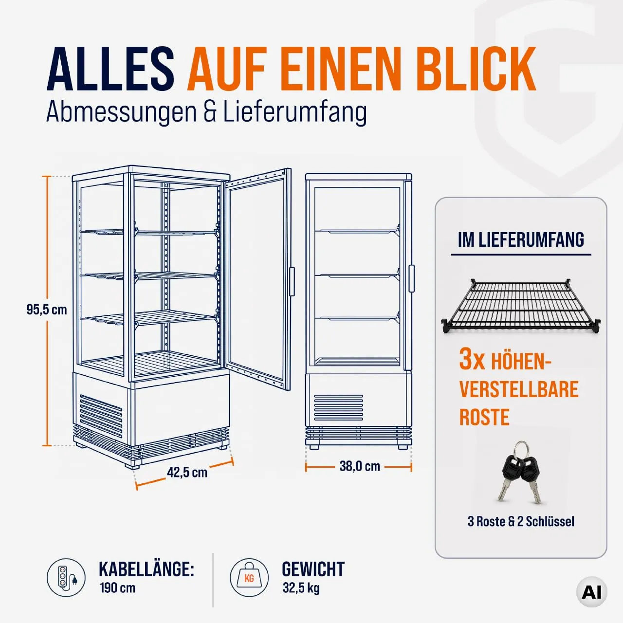 GastroHero KV-78S Kühlvitrine 78 L Schwarz