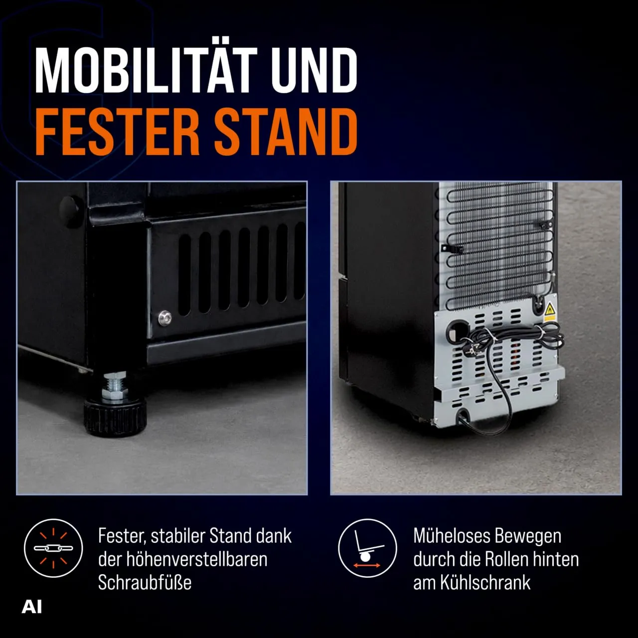 GastroHero GKS-160 Getränkekühlschrank 160L Schwarz Glastür