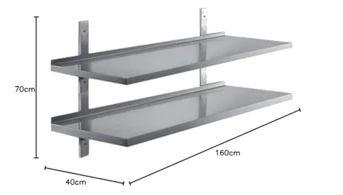 GastroHero Wandregal doppelt Wandbord 160x40 Edelstahl