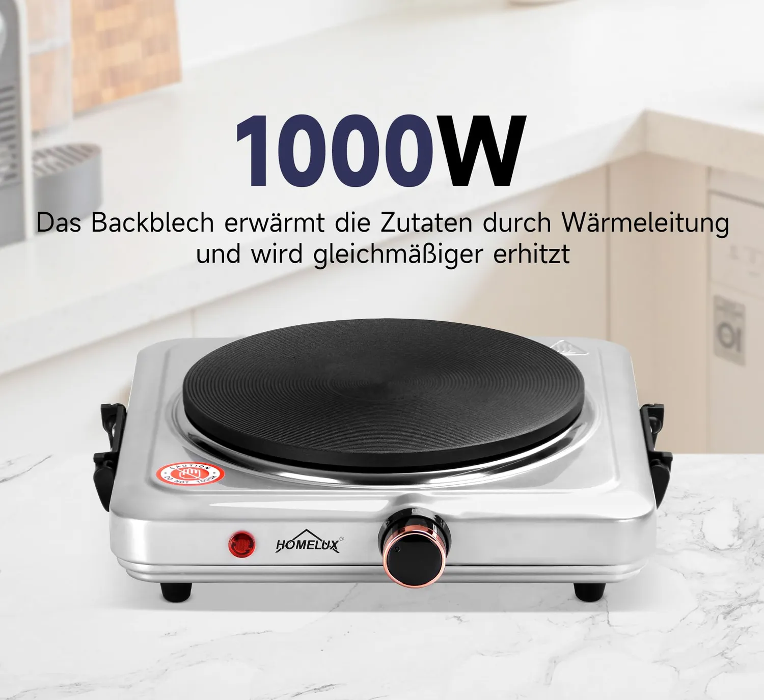 HOMELUX Kochplatte 1000W Einzelherdplatte 5 Stufen Kompakt